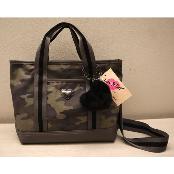Luv Betsey x Betsey Johnson LB102700 LBADIE Camo Crossbody/Tote Bag &Heart Charm - Picture 1 of 13